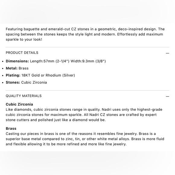 NWT Nadri CZ Herringbone Linear Drop Earrings - Picture 7 of 7